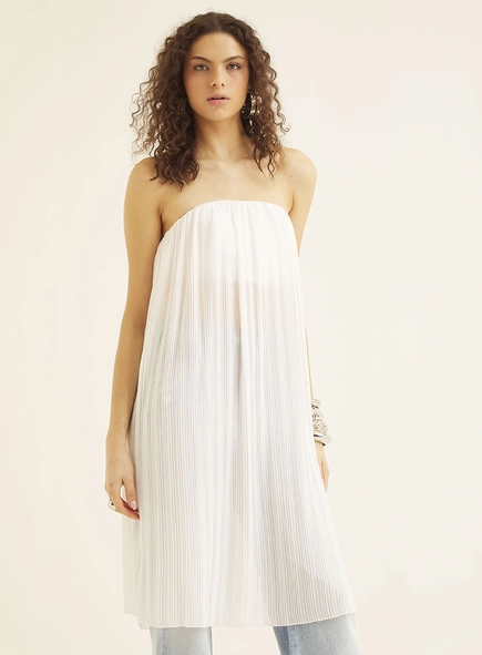 Blusa Túnica Plissada Sem Alças