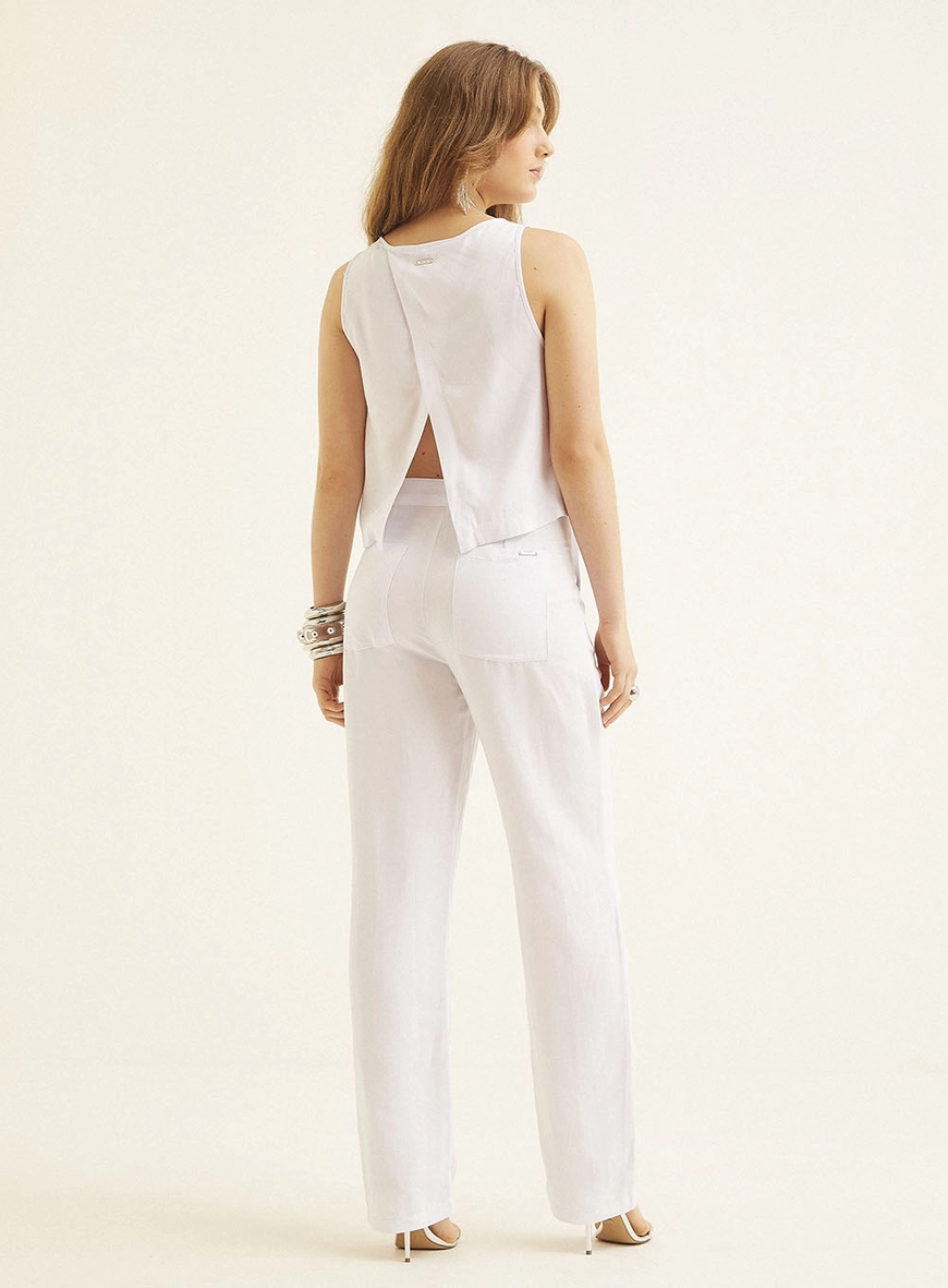 Blusa Linho Com Aplicação Branco 5