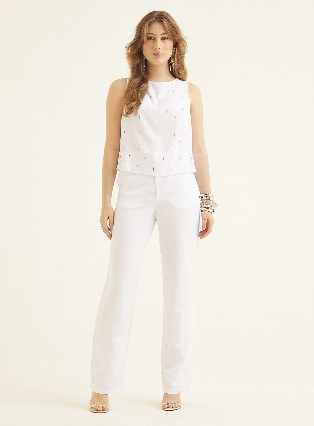 Blusa Linho Com Aplicação Branco 1