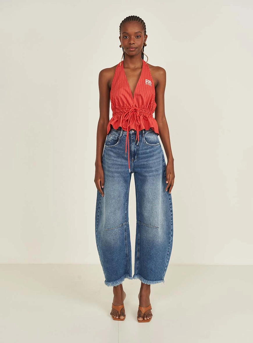 Calca Jeans Feminina Barrel Dublin Barra Desfiada