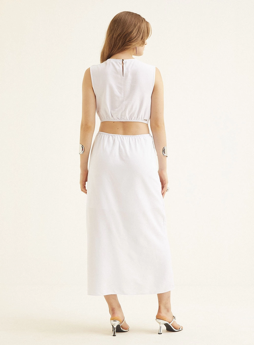 Vestido Midi Com Detalhe Frontal Branco 4