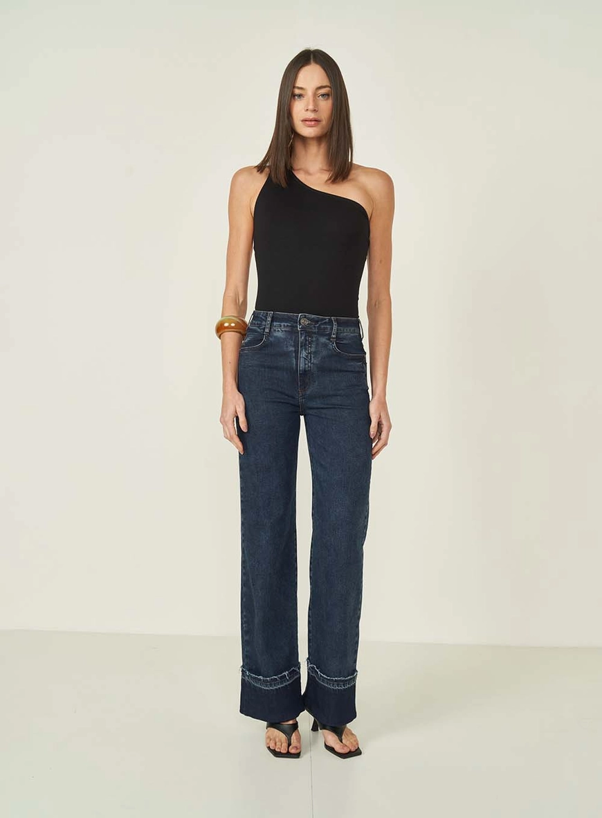 Calca Jeans Feminina Wide Leg Berlim Stretch