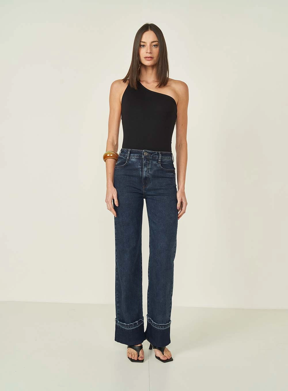 Calca Jeans Feminina Wide Leg Berlim Stretch Índigo