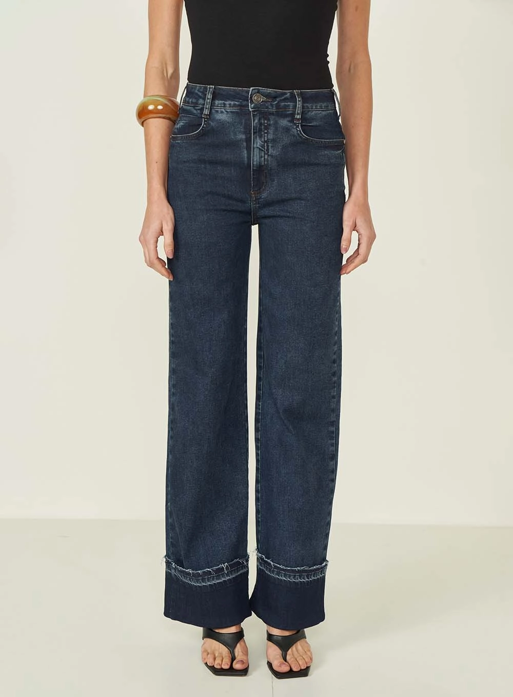 Calca Jeans Feminina Wide Leg Berlim Stretch Índigo