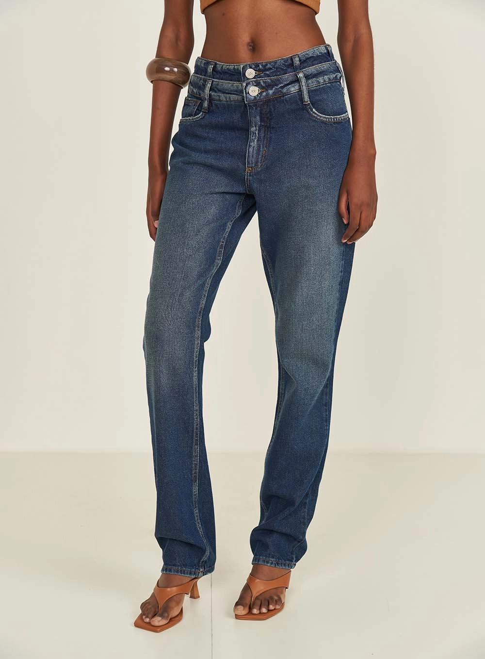 Calca Jeans Feminina Reta Roma Índigo