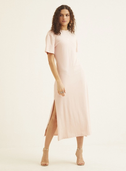 Vestido Midi T-shirt Dress Com Fenda