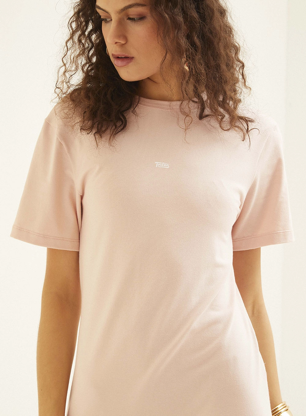 Vestido Midi T-shirt Dress Com Fenda Rosa 3