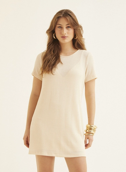 Vestido Curto Comfort Canelado