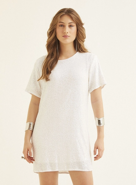 Vestido T-shirt De Paetês