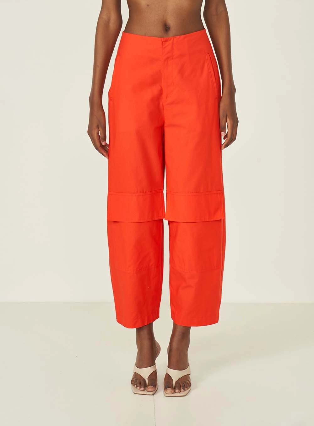 Calça Barril Com Bolsos Frontais Laranja