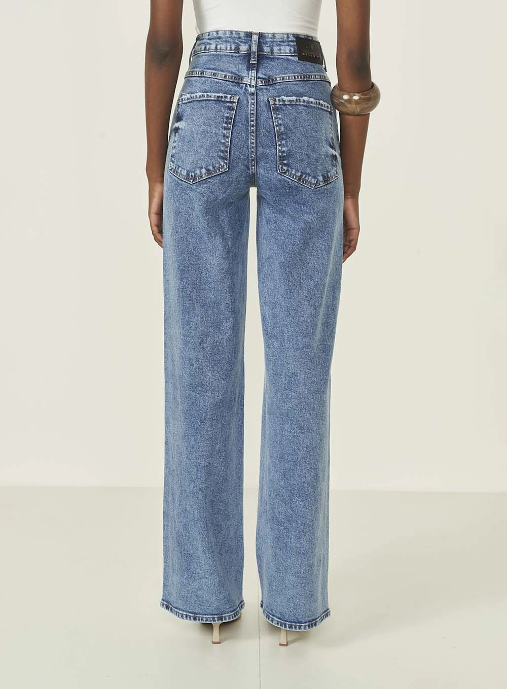 Calca Jeans Feminina Wide Leg Berlim Stretch Índigo
