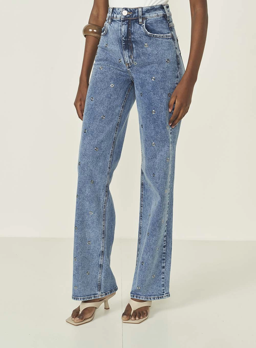 Calca Jeans Feminina Wide Leg Berlim Stretch Índigo