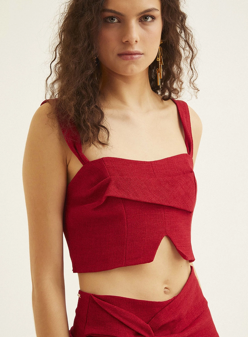 Top Decote Quadrado E Detalhe Frontal Vermelho 8