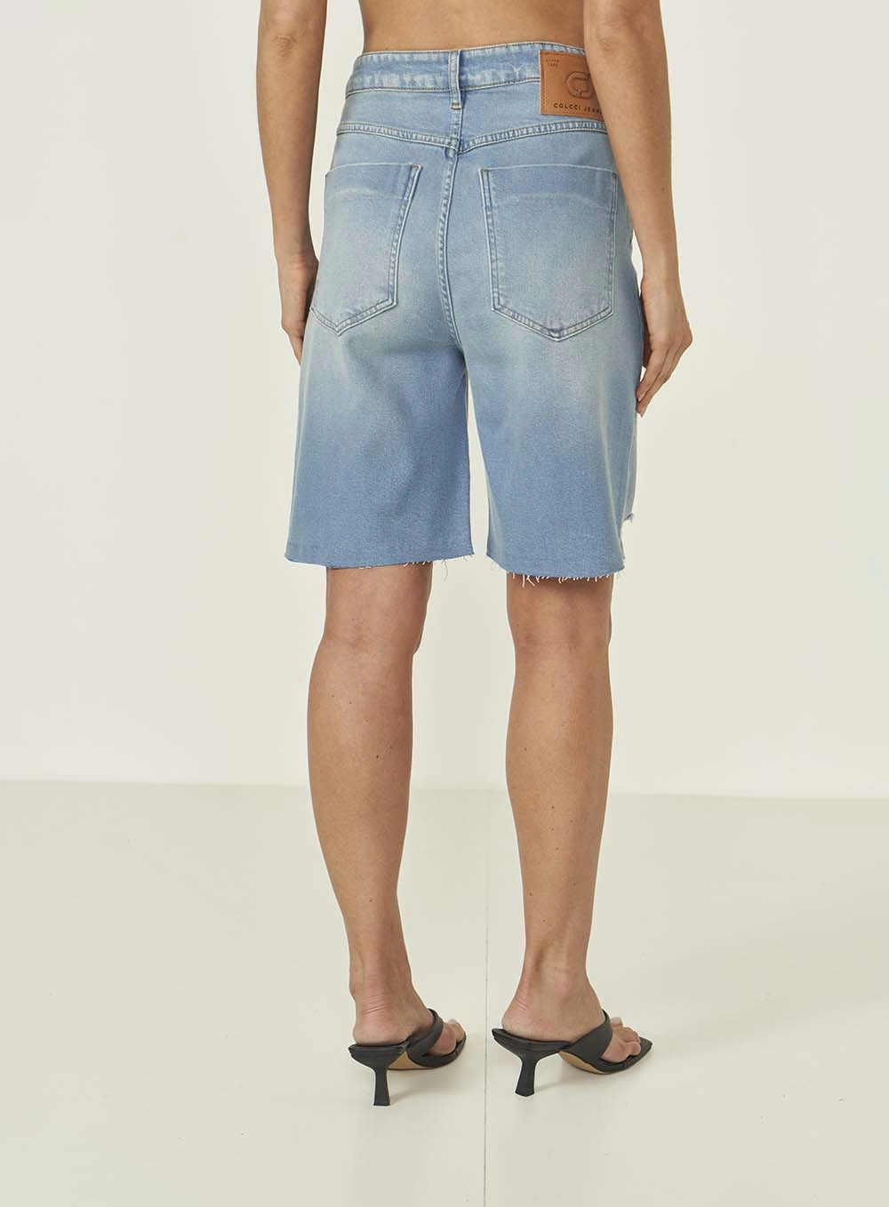 Bermuda Jeans Feminina Jorts Destroyed Miami Índigo
