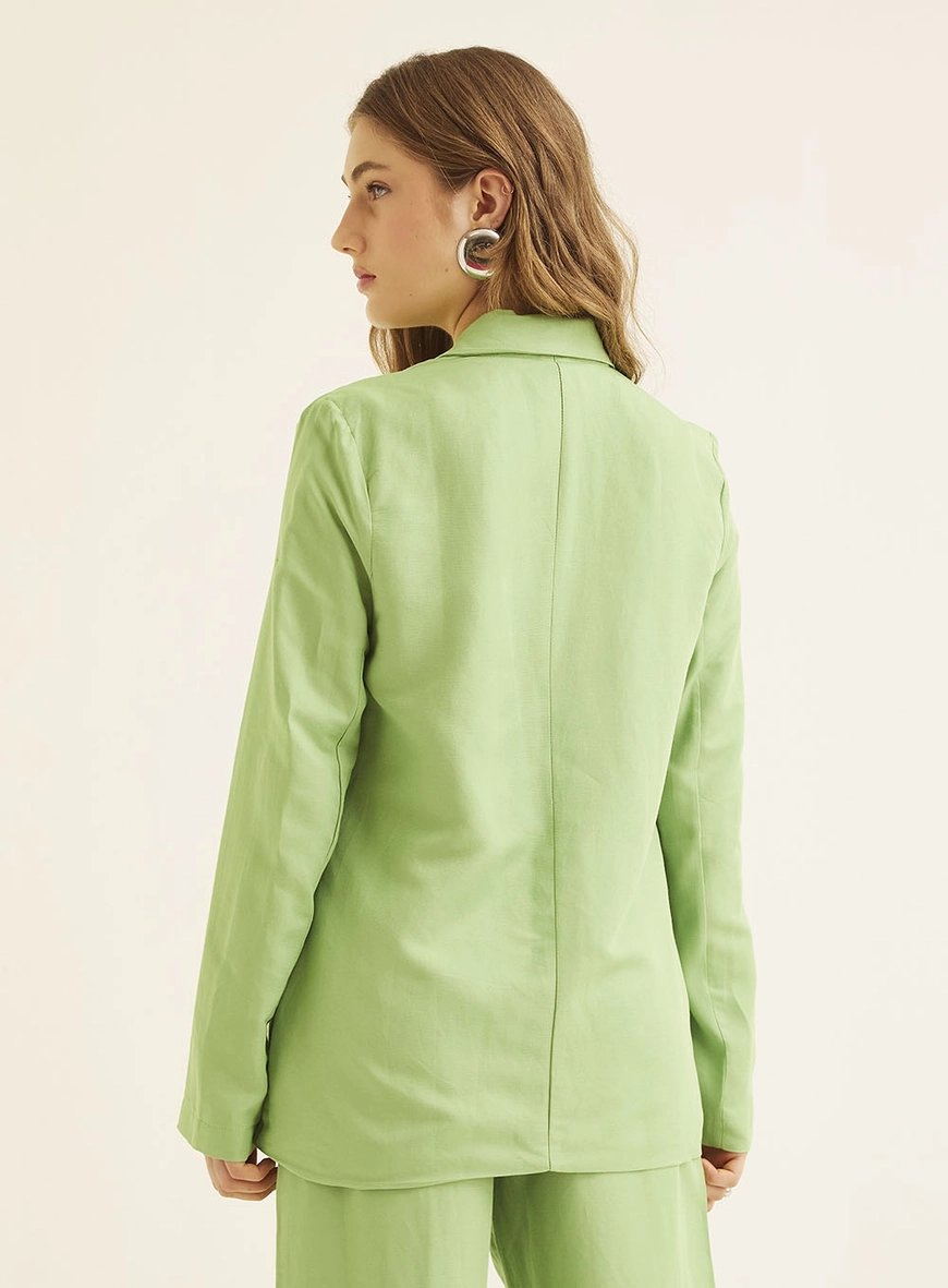 Blazer Alfaiataria De Linho Verde 4