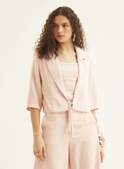 Blazer Alfaiataria Curto Com Amarração