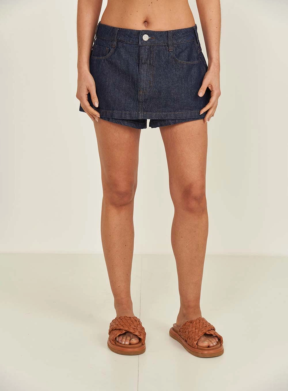 Short Saia Jeans Curto Cancun Índigo
