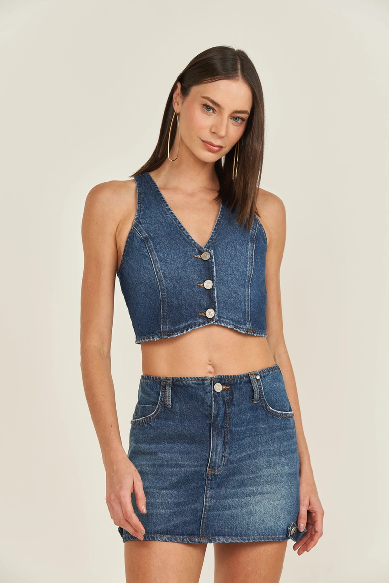 Saia Jeans Curta Cancun