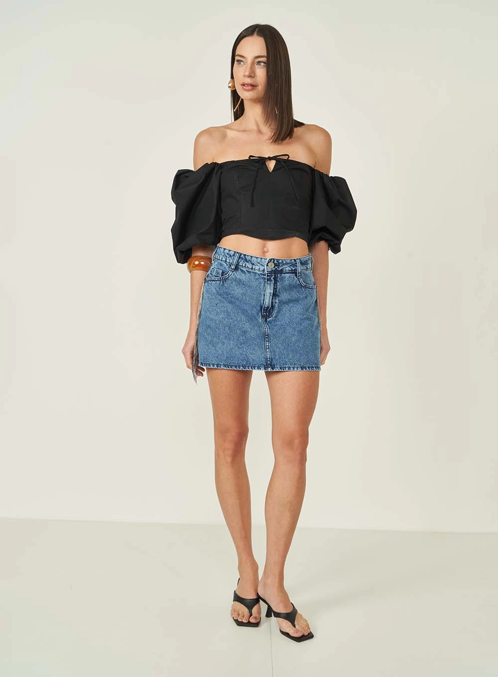 Saia Jeans Curta Cancun Índigo