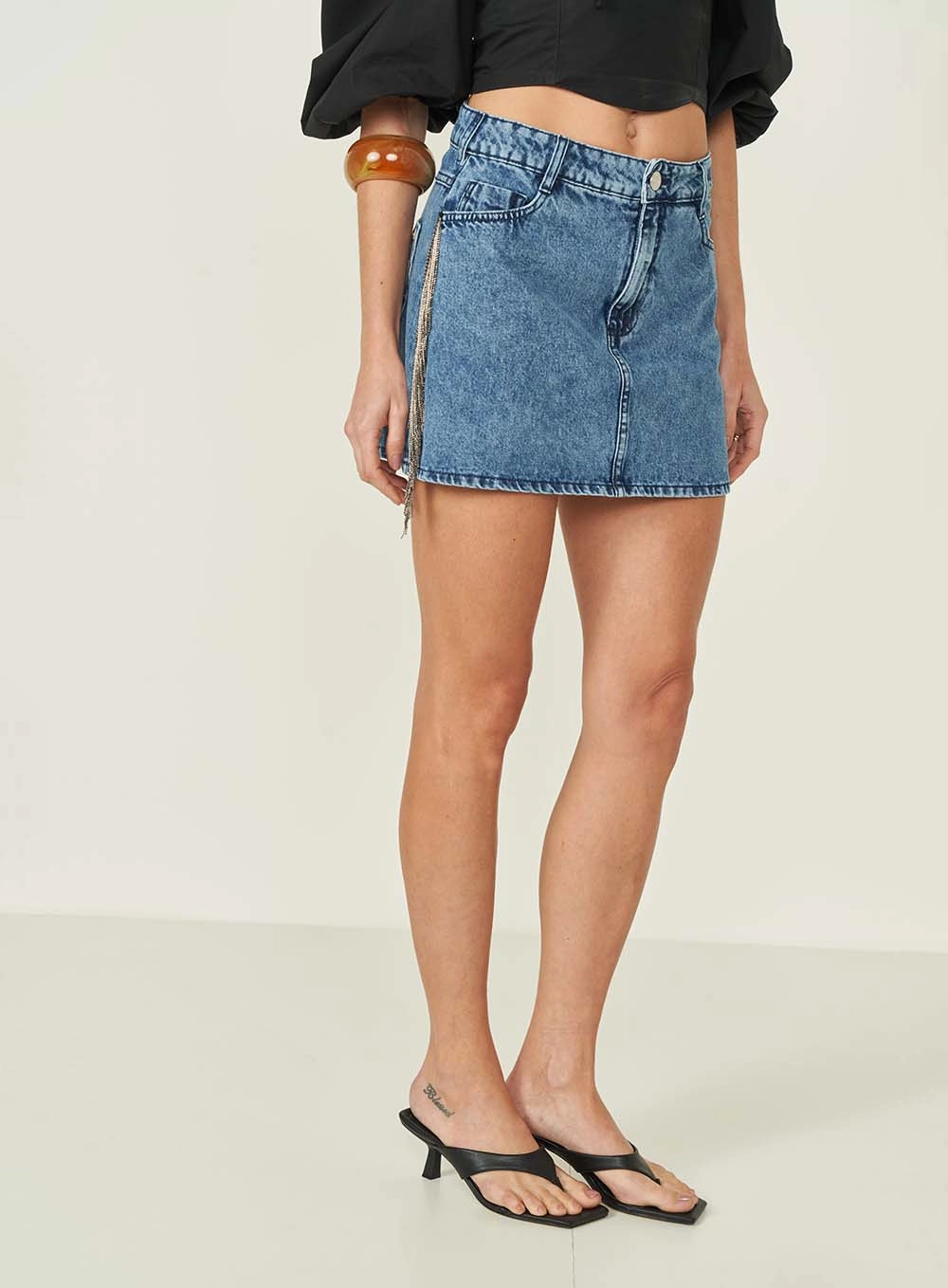 Saia Jeans Curta Cancun Índigo