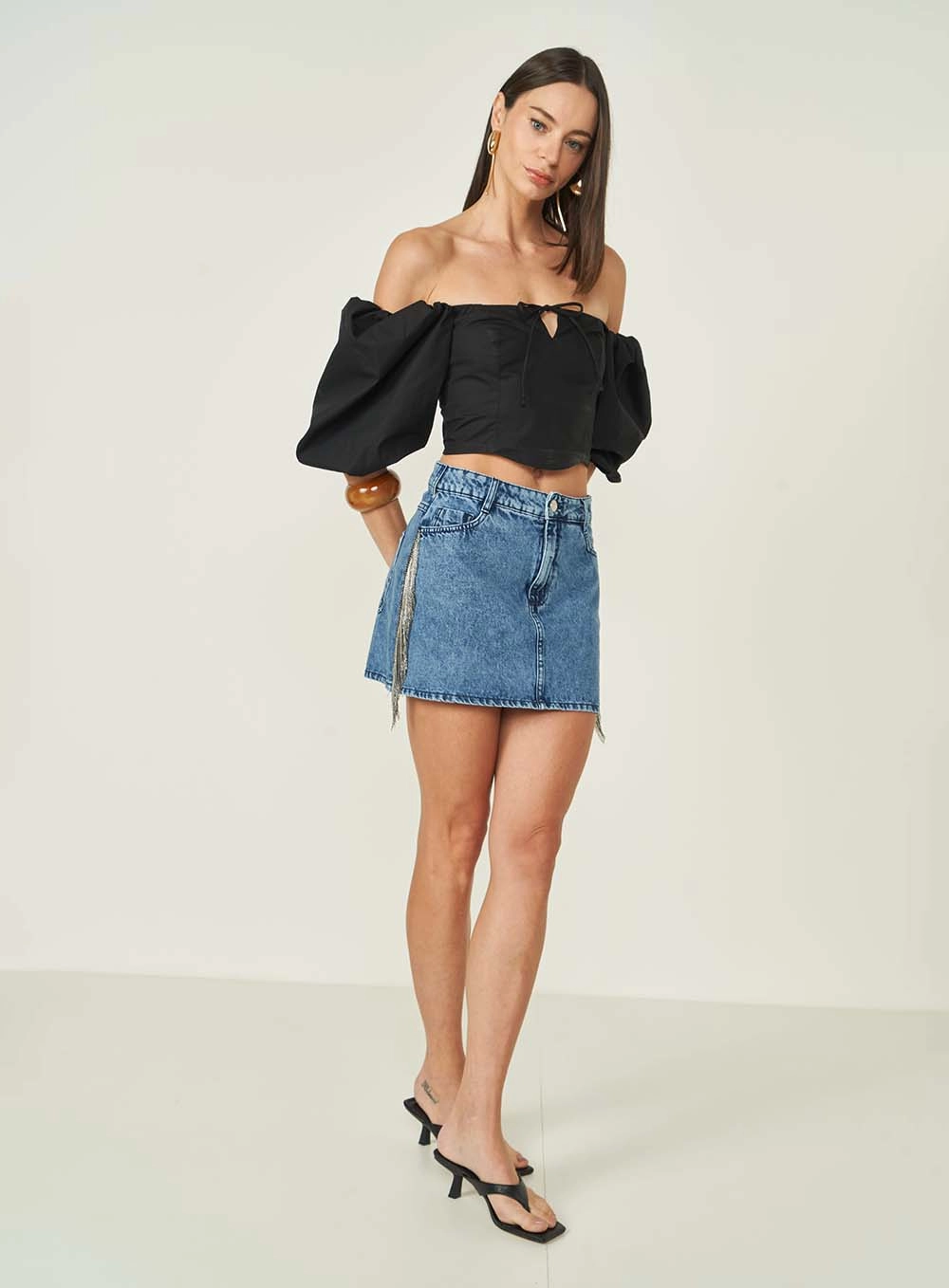Saia Jeans Curta Cancun Índigo