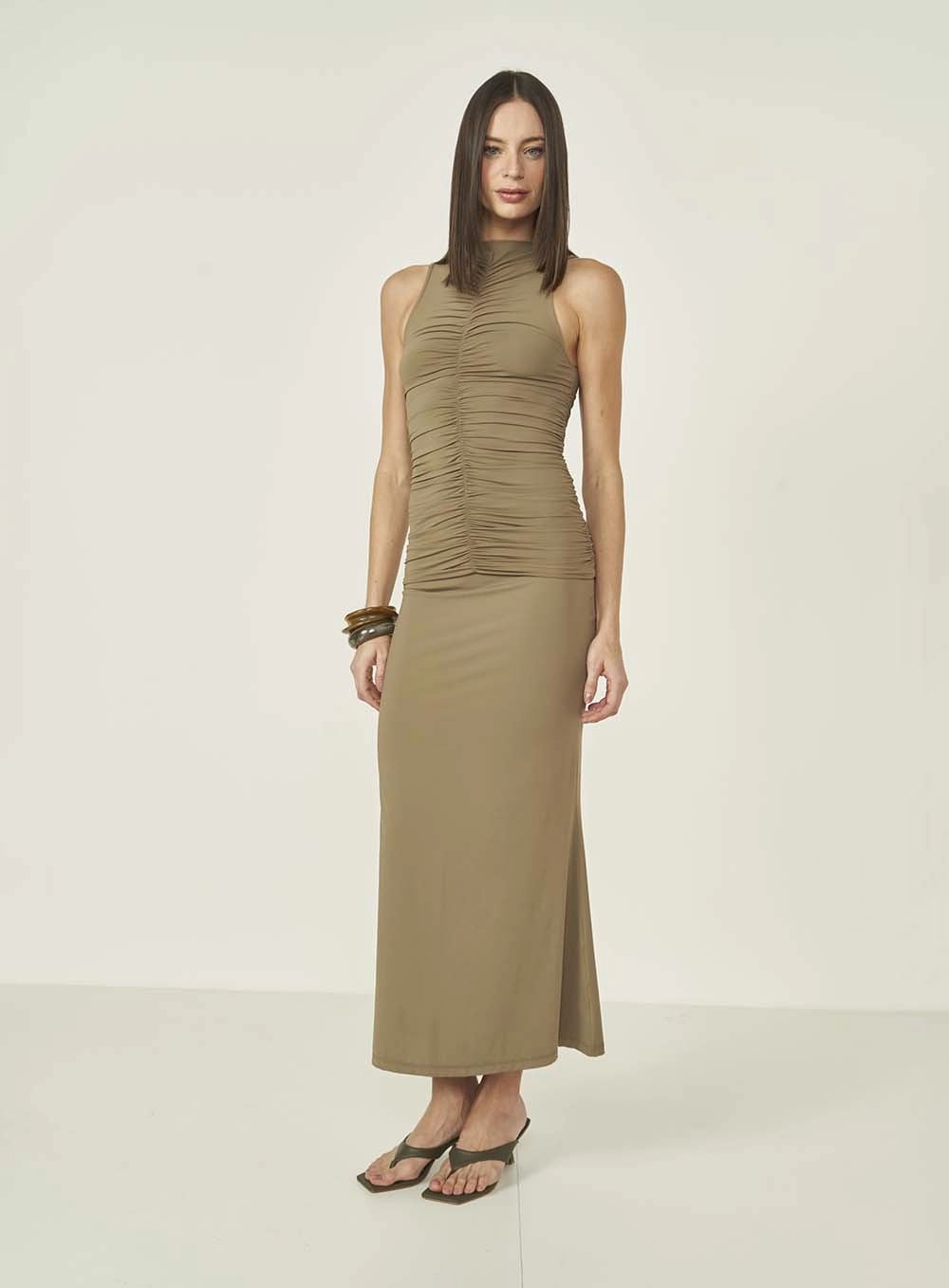 Saia Midi Skirt Joana Bege Misk