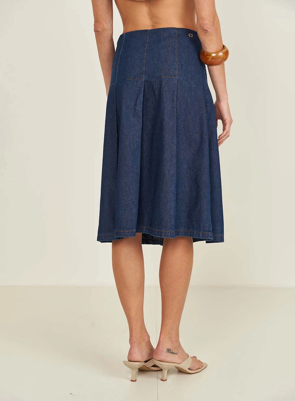 Saia Jeans Com Fenda Lateral Índigo