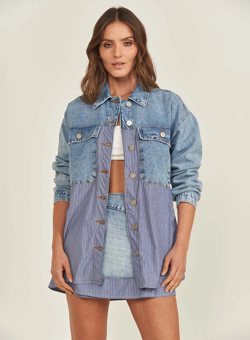 Camisa Jeans Feminina Loose Índigo