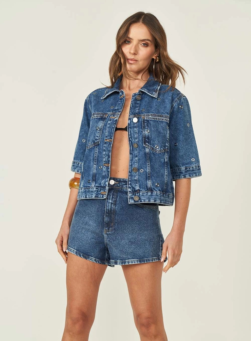 Jaqueta Jeans Com Aplicação