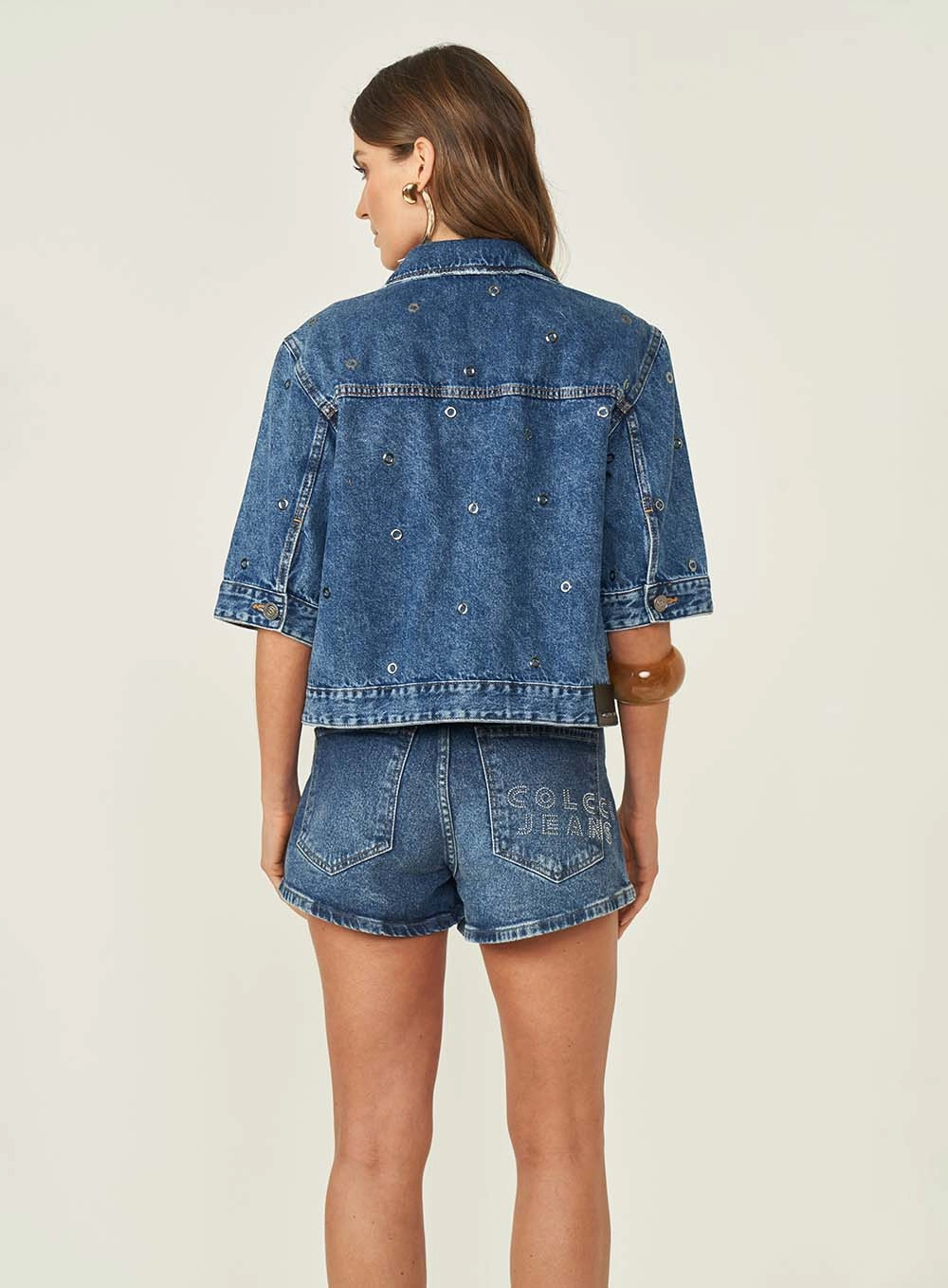 Jaqueta Jeans Com Aplicação Índigo