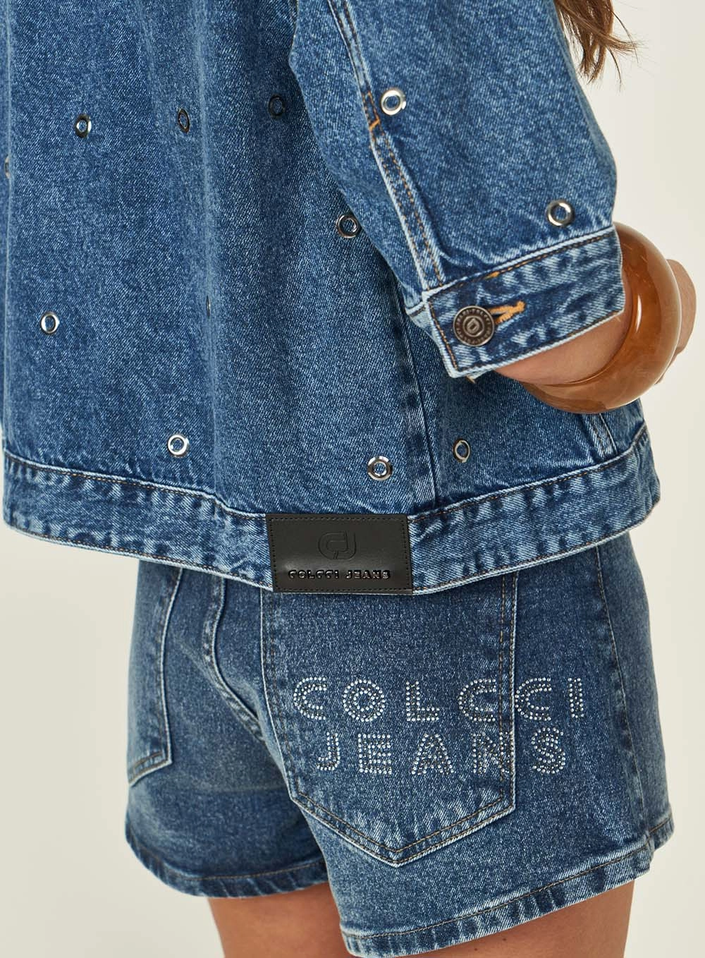 Jaqueta Jeans Com Aplicação Índigo
