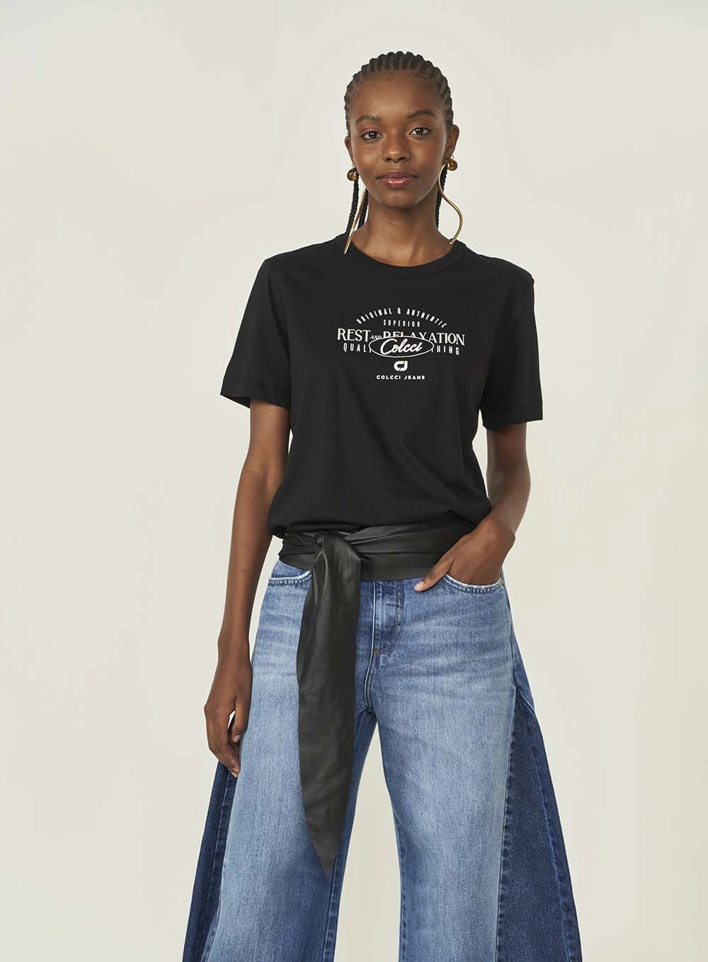 Camiseta Feminina Boy De Malha Preto