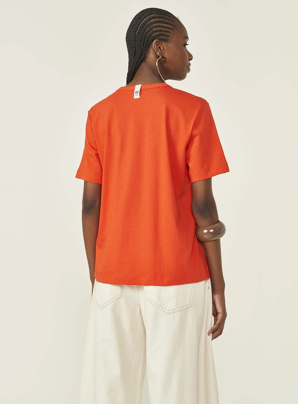 Camiseta Feminina Boy Fit Manga Curta Laranja