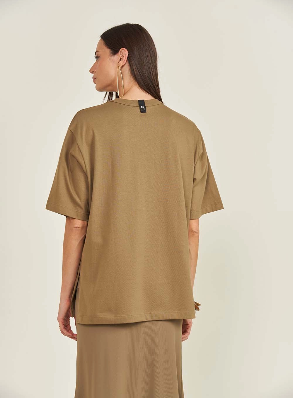 Camiseta Feminina Basic Loose Bege Misk