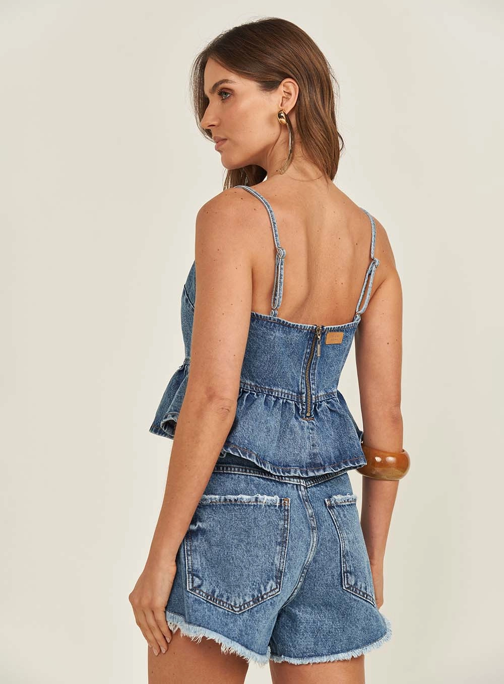 Blusa Jeans Feminina Evasê Índigo