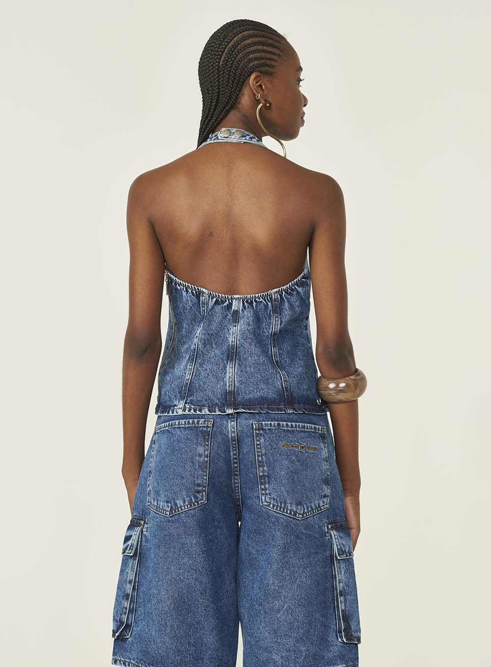 Blusa Jeans Alfaiataria Frente Única Índigo