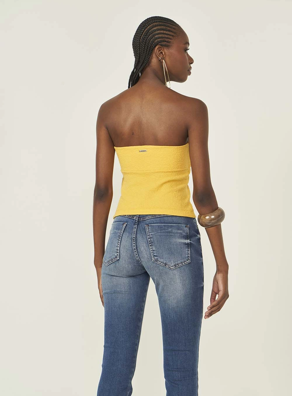 Blusa Feminina Slim Sem Alças Amarelo