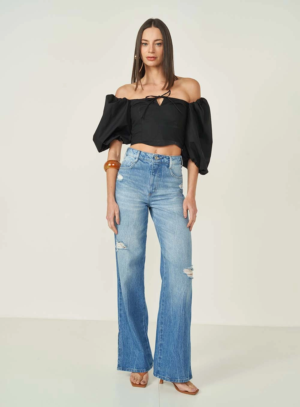 Blusa Feminina Ombro Único Preto