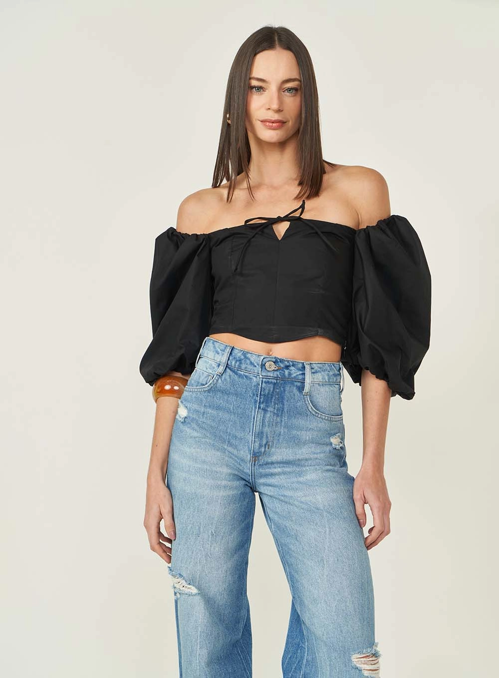 Blusa Feminina Ombro Único Preto