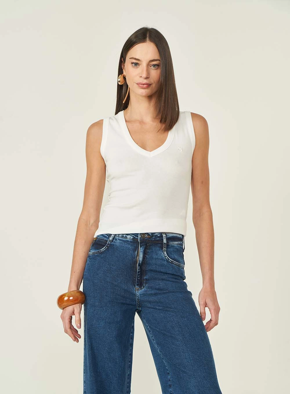 Regata Feminina Slim Canelada Off Shell