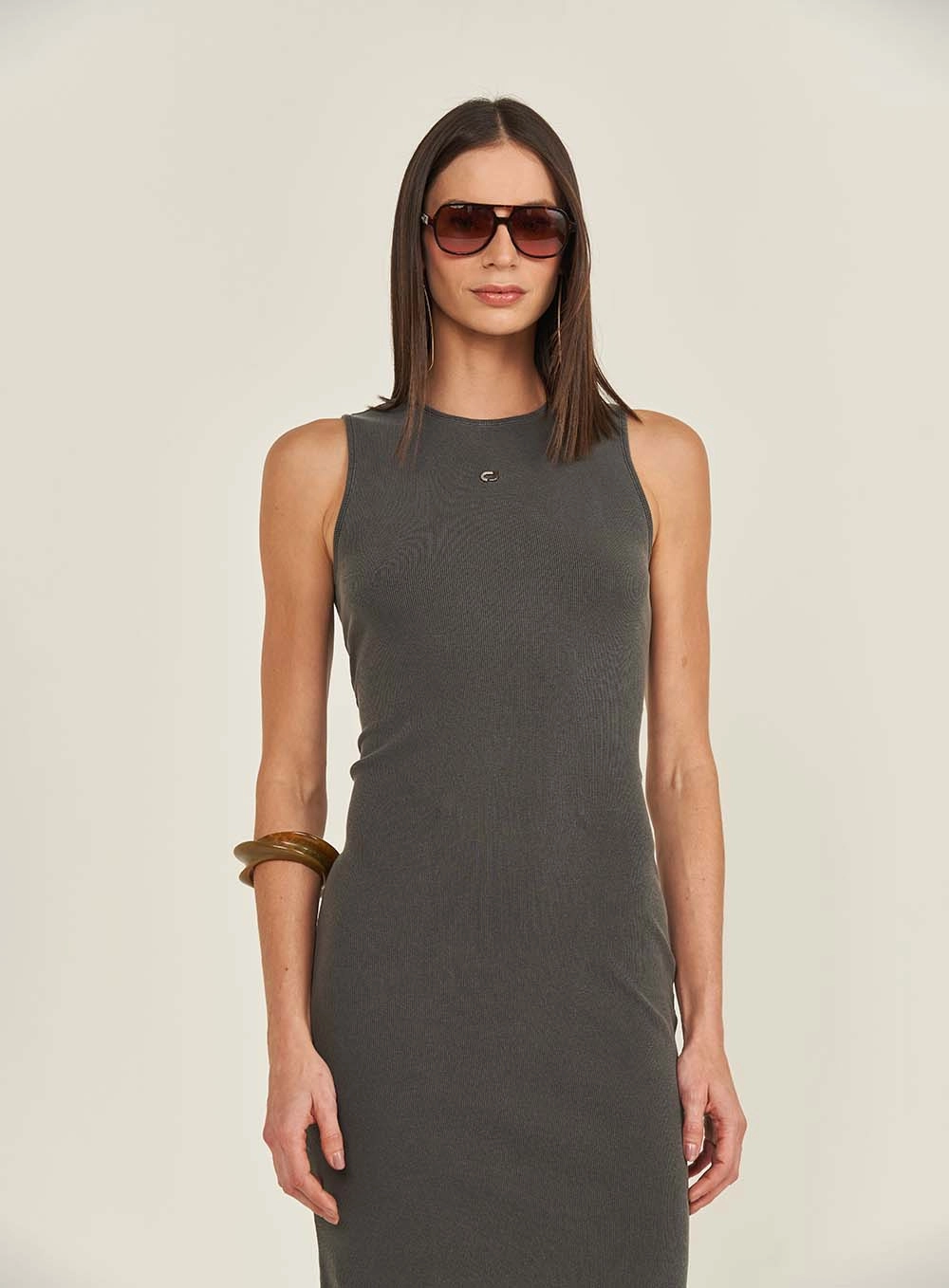 Vestido Canelado Preto