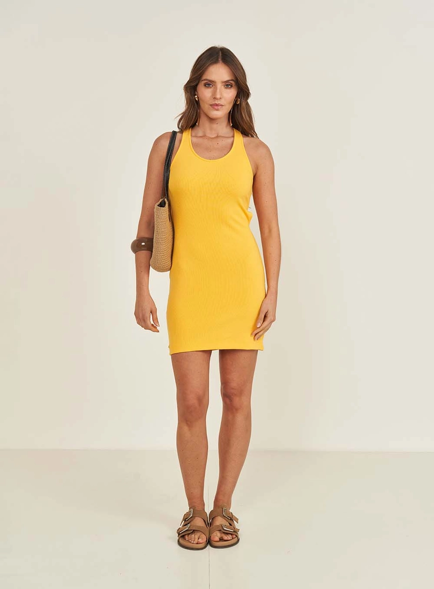 Vestido Curto Slim Canelado