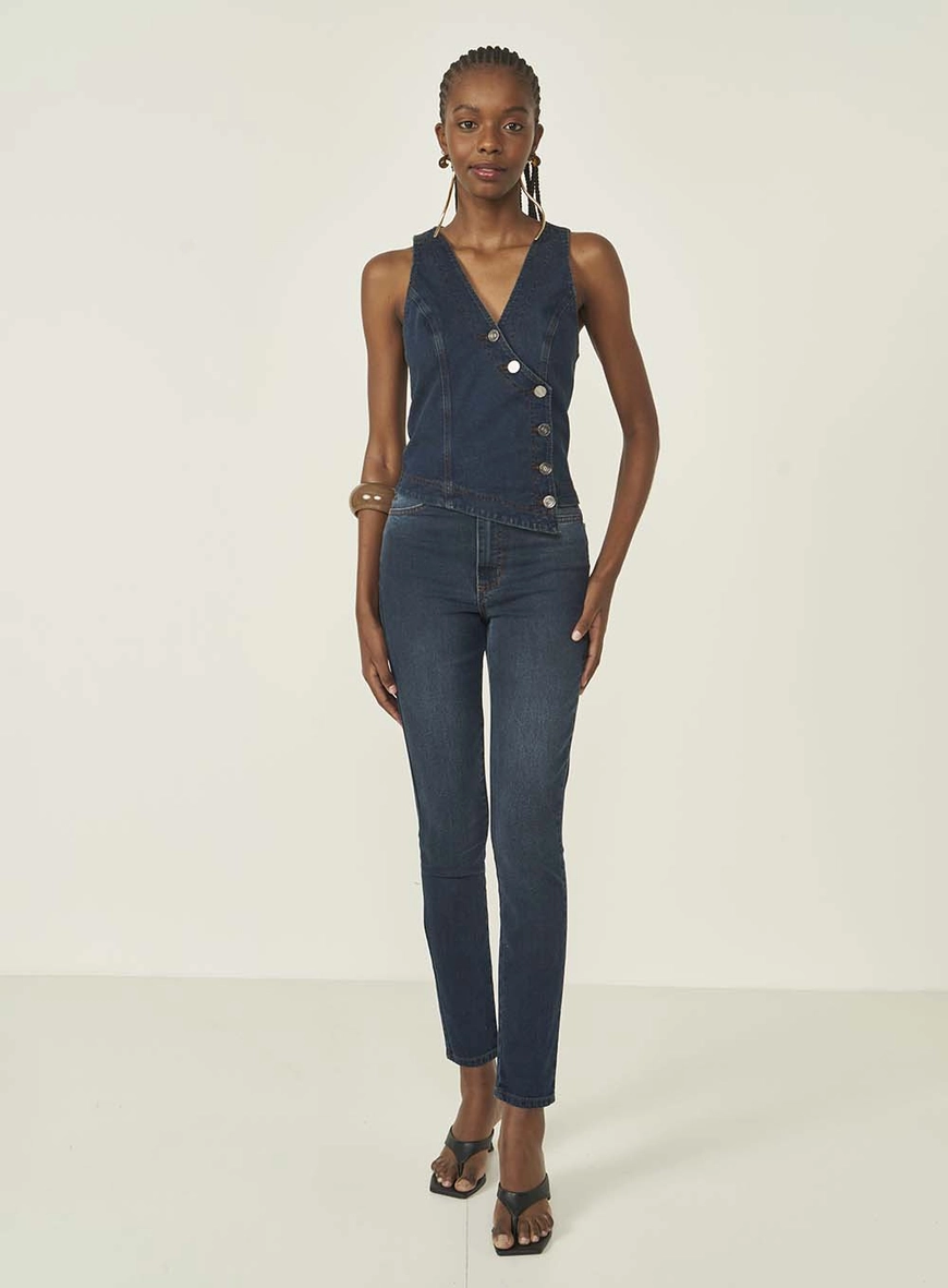 Colete Jeans Alfaiataria Slim