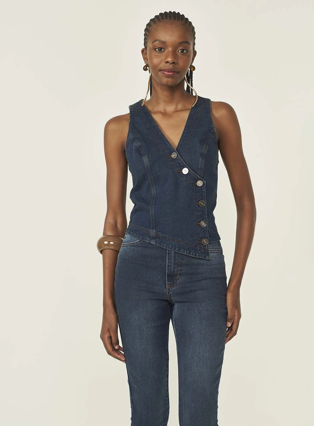 Colete Jeans Alfaiataria Slim Índigo
