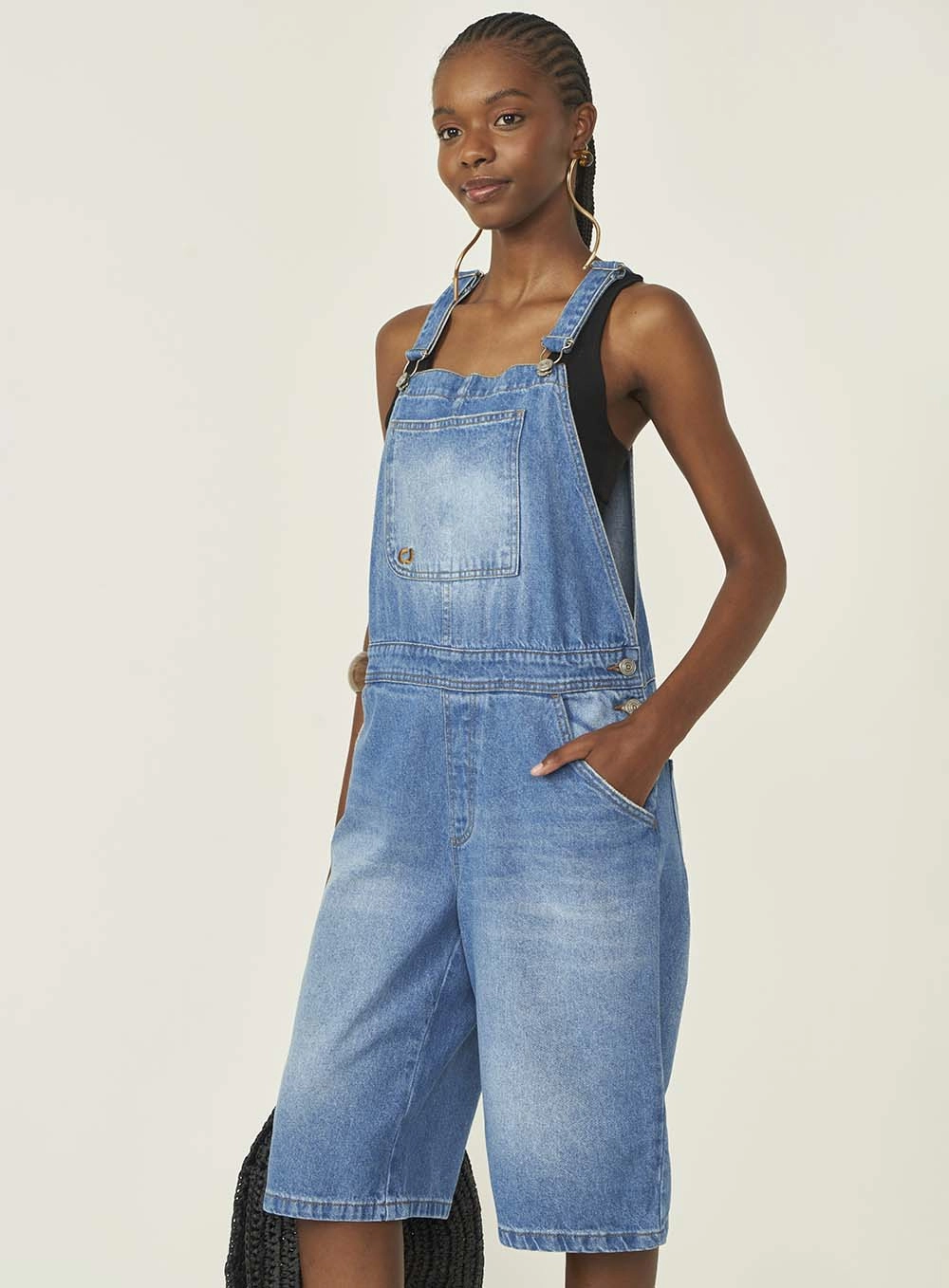Jardineira Jeans Feminina Comfort Índigo