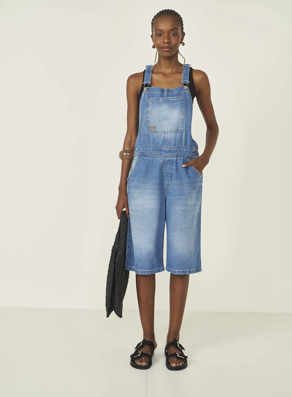 Jardineira Jeans Feminina Comfort Índigo