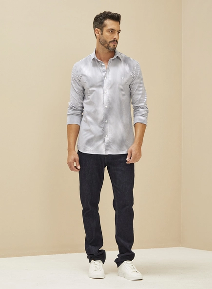 Camisa Listrada Slim Fit