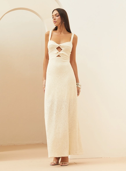 Vestido Midi Com Detalhe Em Amarração