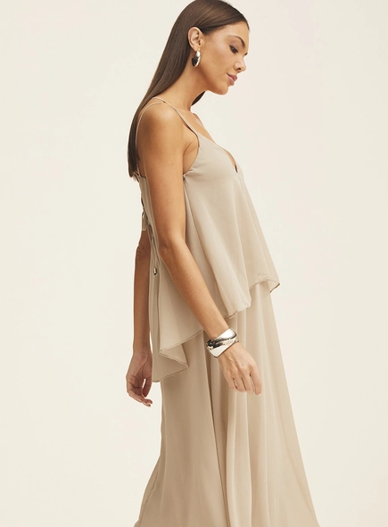 Vestido Midi Solto Em Camadas