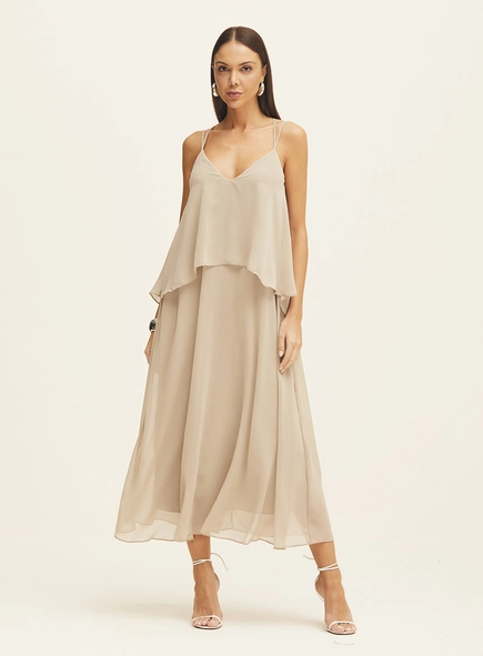Vestido Midi Solto Em Camadas
